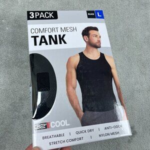 3-Pack Comfort Mesh Tank Mens Breathable Quick Dry Black Large a1068